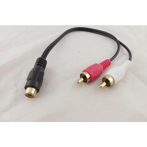10pcs RCA Phono Female To 2 RCA Male Gold Video Audio Adapter Y Splitter Cable 28cm