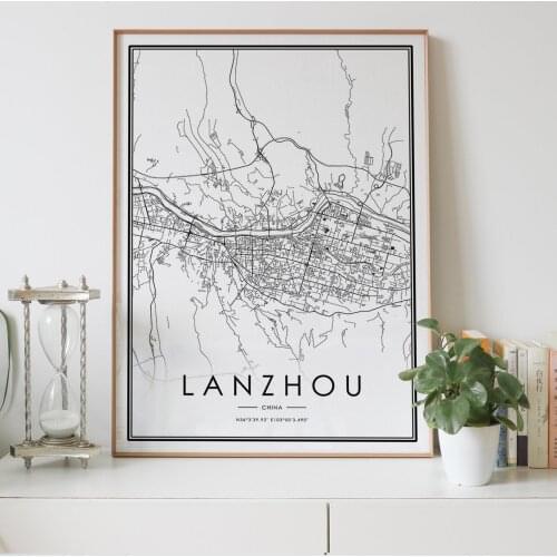LANZHOU city map Nordic Living Room Decoration Canvas Poster Modern Home Decor Art Print Painting