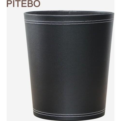 Living Room Circular Hotel large capacity wastepaper basket kitchen trash can bathroom trash can modern leather office