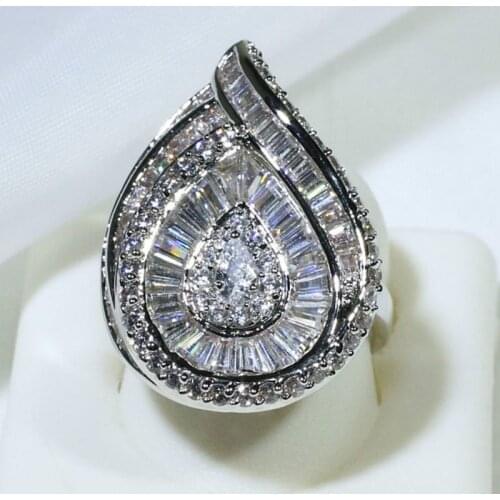 Fashion Jewelry Women White Zircon Engagement Wedding Rings Bridal Ring Accessories