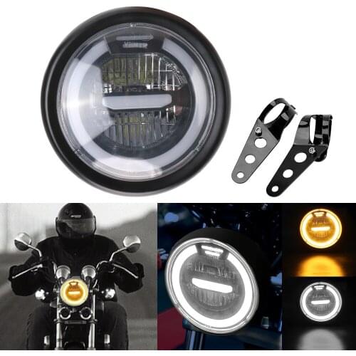 Motorcycle LED Headlamp Vintage 6.5 inch Refit for Cafe Racer Bobber Iron Motorbike Distance Light Motorcycle Accessories