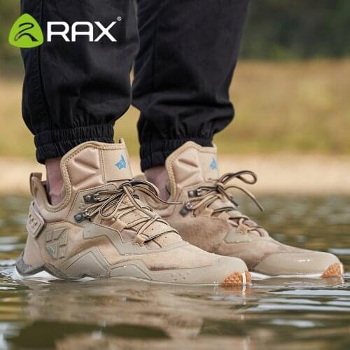 RAX Mens Waterproof Hiking Anti-slip Trekking Multi-terrian Mountaineer Shoes for Winter Breathable Warming of Genuine Leather