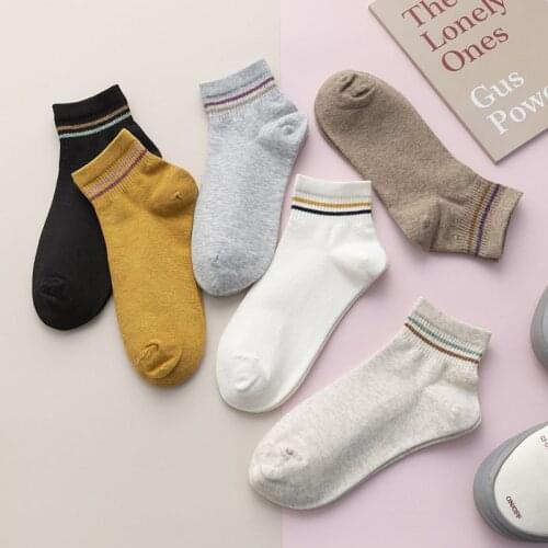 Wholesale Socks Fashion Striped Boneless Comfortable Ankle Socks Women Summer Japanese Harajuku Low Cut Breathable Cotton Sock