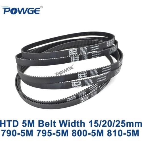 POWGE HTD 5M Timing belt C=790/795/800/810 width 15/20/25mm Teeth 158 159 160 162 HTD5M synchronous Belt 790-5M 800-5M 810-5M