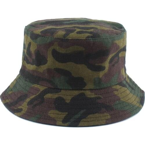 Camouflage Print Reversible Bucket Hat Men Fisherman Hat Outdoor Travel Sun Hat For Women Streetwear Hip Hop Cap