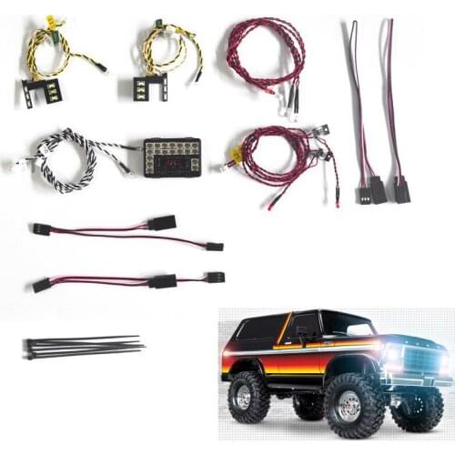 1/10 RC Car Front and Rear Led Light System Set for TRX4 Crawler Car for Ford Bronco Ranger LED Remote Control Car Modification