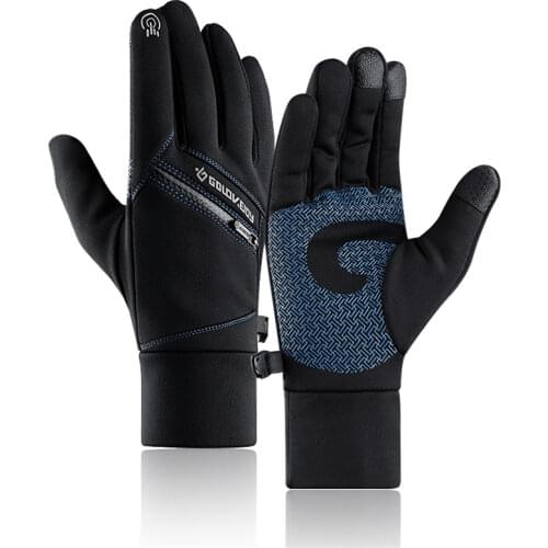 Winter Gloves For Men Outdoor Anti-slip Touch Screen Gloves Waterproof Cycling Running Zipper Pocket Male Gloves High Quality