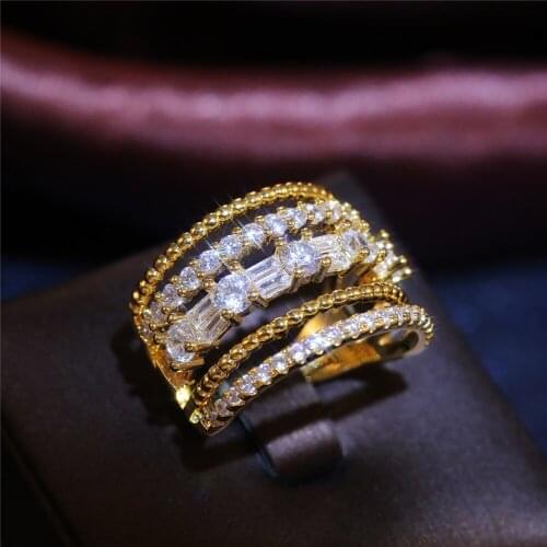 CAOSHI Gorgeous Multi-Layer Dazzling Cubic Zirconia Ring for Women Noble Temperament Wedding Band Exquisite Dating Gift Hot Sale