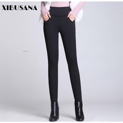 XIBUSANA Plus Golden Velvet Leggings Women 2020 Autumn Winter New Casual Solid Thicken High Spandex Waist Warm Trousers Female