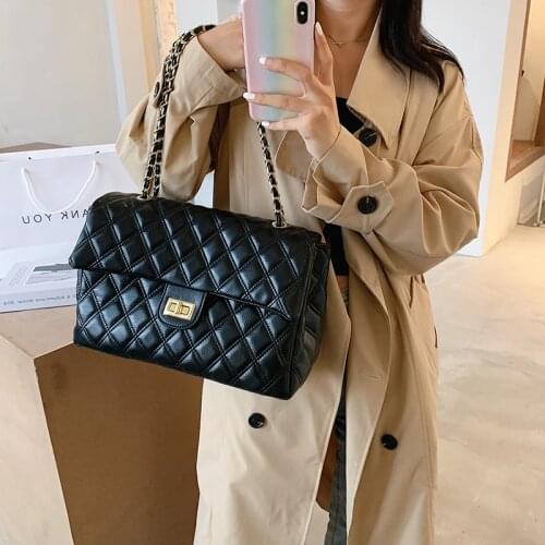 High Quality PU Large Capacity Quilted Bags for Women Lattice Simple Wild Handbags 2021 New Fashion Women Crossbody Bag