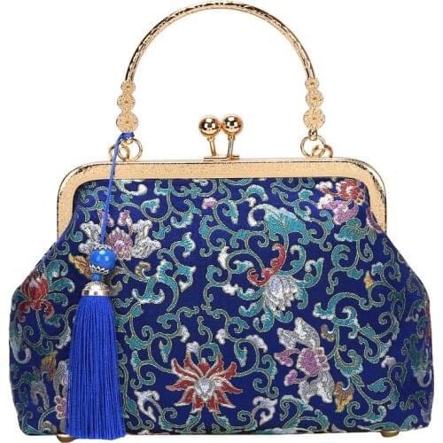 Plain Brocade Blue And White Porcelain Pattern Cheongsam Bag For Women 2021 New Chinese Classic Jacquard Vintage Handbag