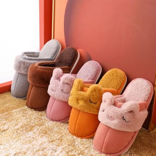 Women Suede Slippers Wool Fluffy Plush Slippers Anime Indoor warm home slippers Soft comfortable non-slip Winter shoes 2021 new