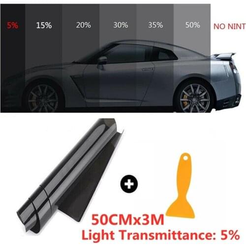 1 Roll 50cm X 3m 5/15/20/35/50 Percent VLT Window Tint Film Glass Sticker Sun Shade Film for Car UV Protector foils Sticker Film