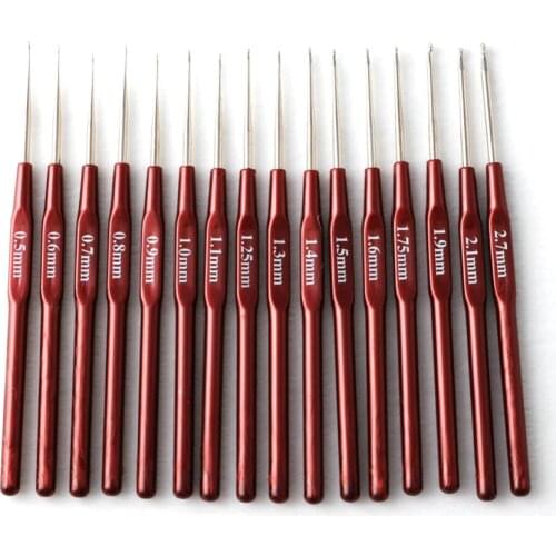 16pcs Plastic Handle Crochet Hooks Handle Knitting Needles Set -Y102