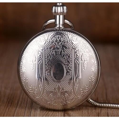 5pcs Skeleton Pocket Watches Steampunk Hand-wind Mechanical Pocket Watches with Fob Chain For Mens Womens relojes de bolsillo