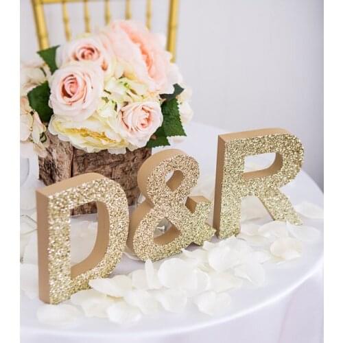 Free Choose Glitter Gold Letters Sign - Vintage Wedding Style DIY Decoration for Gold Theme Wedding Decoration Engaement
