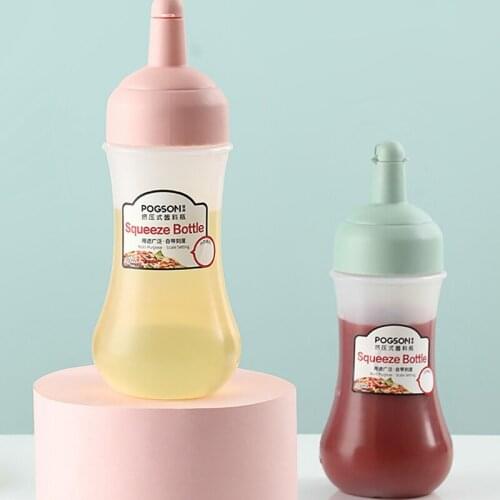 Justdolife Squeeze Bottle Plastic Small Condiment Bottle Squeeze Squirt Bottle With Scale Sauces Olive Oil Bottles Kitchen Tool