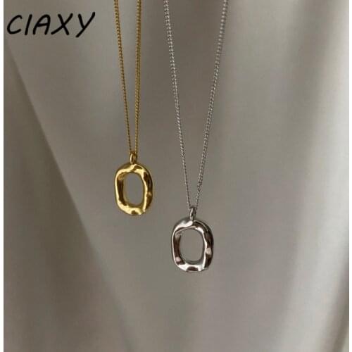 CIAXY 925 Sterling Silver Letter Necklace for Women Simple Oval Donut Clavicle Chain Personality Japanese and Korean Jewelry