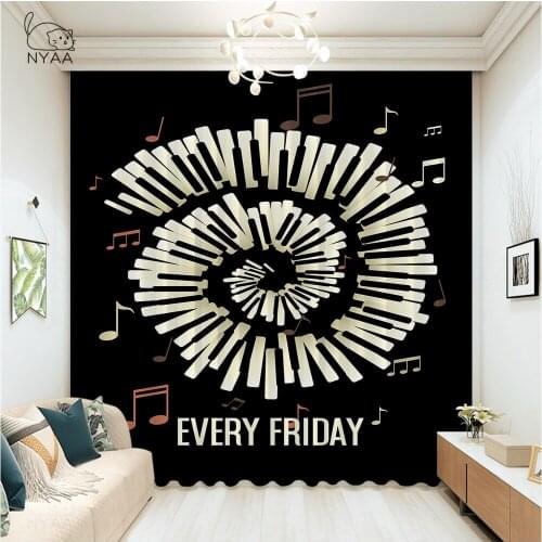 Black And White Piano Keyboard Curtain Youth Bedroom Home Curtain Room Geometric Hotel Printed Curtains On Windows Micro Shading
