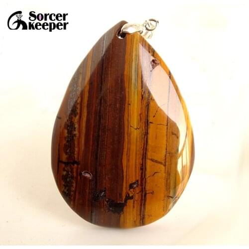 Collares Pendant Necklace Natural Sunset Jaspers Stone Gem Men Jewelry Leather Necklace & Pendant New Fashion Bijoux Women KS046