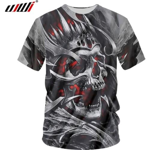 UJWI Tee Shirt Man Hot O-neck 3D Tee Shirt Printing red flash skull Hip Hop 5XL 6XL Garment Unisex Spring T Shirt Dropshipping