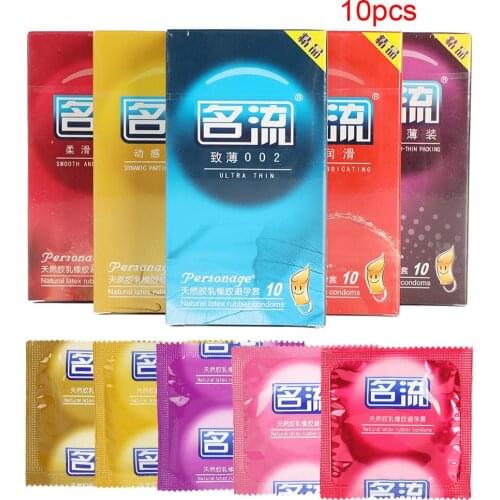 10 Pcs Hot Sale Quality Sex Products 6 types Natural Latex Condoms for Men Delay Adult Better Sex Toys Safer Contraception