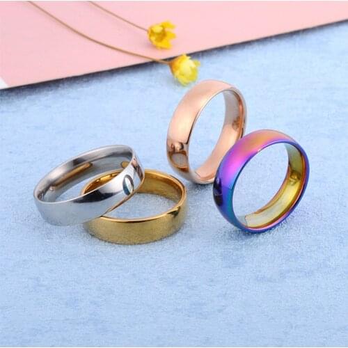 Classic stainless/Titanium Steel Ring Anti-allergy Smooth Simple Wedding Couples Rings Bijouterie for Man or Woman Gift