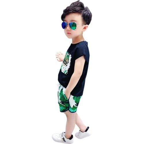 Summer Baby Boys Sleeveless Letters Pattern Vest+Shorts Kids Toddler Casual Outfits Set