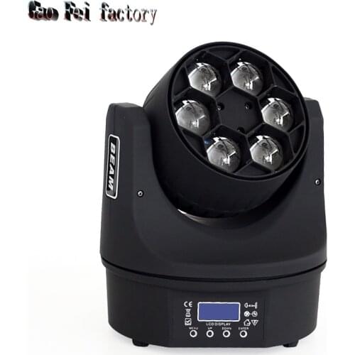 Mini Bee Eyes Moving Head 90W Lyre Beam Dj Light LED Wash Fixture 6X15W RGBW 4In1 Colors Mobile Dmx Stage Light For Disco Party
