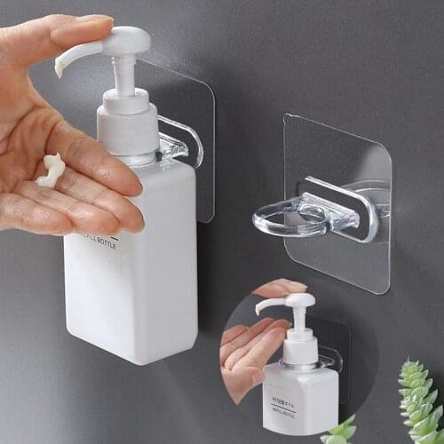 Multifunctional Round Hooks Strong Self Adhesive Door Wall Shower Bottle Hooks Transparent Wall Storage Bathroom Accessories