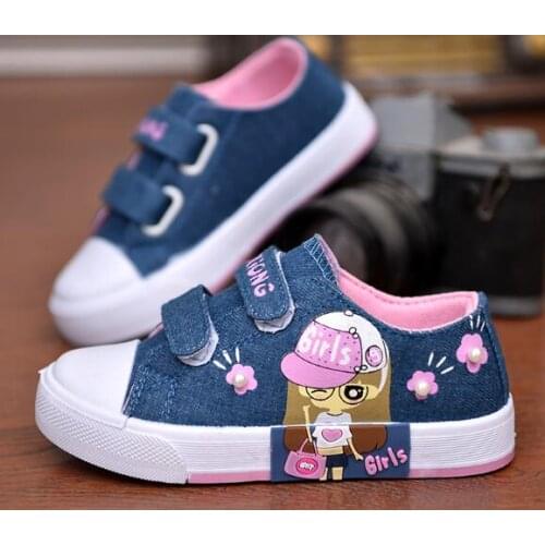 2018 new girls canvas shoes spring and autumn kids shoes for girl sweet cute casual shoes
