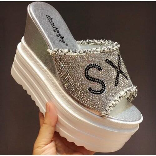 2020 New Women Slippers 13CM Wedge Heels Casual Shoes Summer Platform Beach Flip Flops Outdoor Slippers Woman Sandals Sneakers