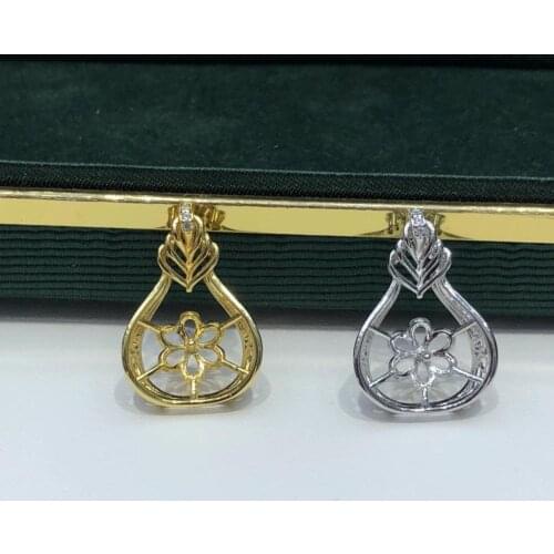 925 Sterling Silver Pendant Base Settings Mountings Findings Parts for Pearl Coral Jade Beads Stones Crystal