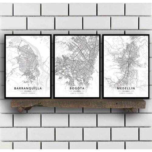 Barranquilla Bogota Medellin Colombia Map Poster