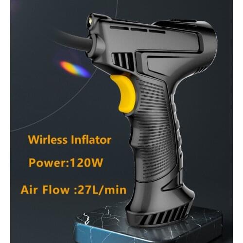 Portable 120W Car Air Compressor Wireless Inflatable Pump With LED Lamp Rechargeable Digital Air Pump For Motorcycle Bicycle