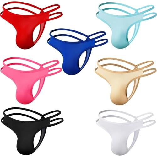 Sexy Elastic Mens Thongs Underwear G-String Solid Low Rise Comfort Bulge Pouch Jockstrap Strappy Lingerie Erotic T-Back Undies