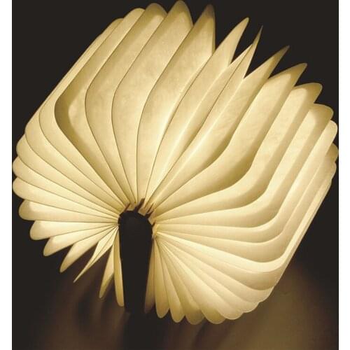LED Wooden Book Lamp USB Rechargeable Night Light Mini Fold Book Light Bedside Reading Lamp Children Bedroom Christmas Lamp Gift