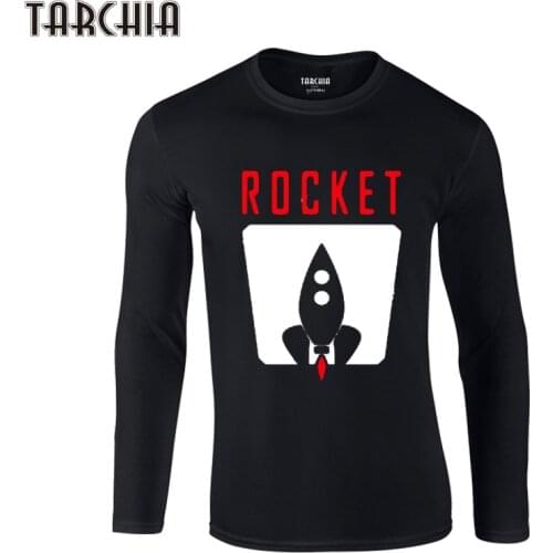 TARCHIA New Arrive Fashion T-Shirt 100% Cotton Plus Size Mens Tee Tee 2021Rocket Brand Free Shipping Eur Size Long Sleeve Men