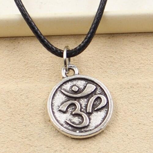 New Fashion Tibetan Double Sided Yoga Om Pendant Necklace Choker Charm Black Leather Cord Factory Price Handmade Jewelry