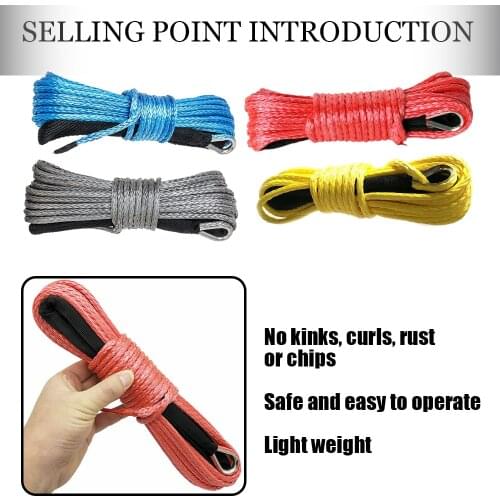 6mmx15m Winch Rope Cable With Sheath Synthetic Traction Rope Car Wash Maintenance Rope Suitable For ATV UTV Off-road