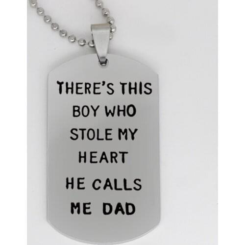 Ufine jewelry dads gift pendant army card Theres this boy who stole my heart stainless steel customed necklace N4370