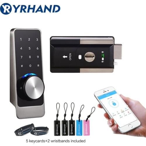 Waterproof Smart door rim locks, Bluetooth App RFID Keypad Electronic Door Lock, WiFi Security safe Digital lock for Home