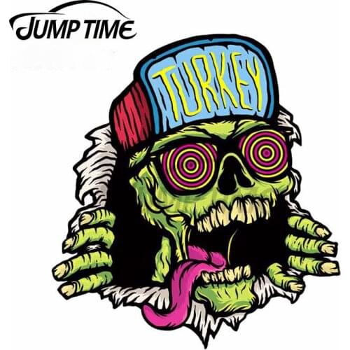 Jump Time 13 x 12cm Turkey Skull Car Stickers Windshield Refrigerator Decal Windows Vinyl Material Fine Creative SUV Graphics