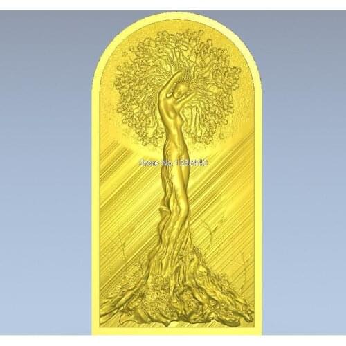 High quality 3d model relief for cnc or 3D printers in STL file format tree woman