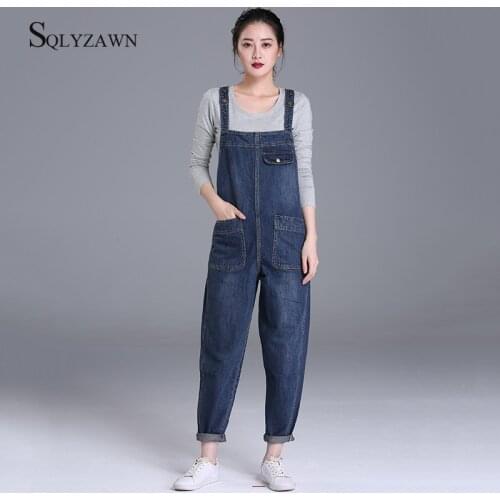 Korean Style Women Loose Denim Jumpsuit Summer Casual Sleeveless Pocket Overalls Plus Size 8XL Women Long Pants Jeans Jumpsuit