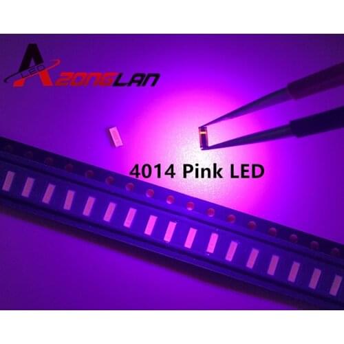 100PCS/LOT 4014 SMD LED pink 30mA 4.0 * 1.4 * 0.65mm super bright free shipping