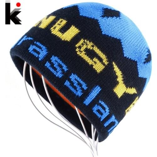 2018 Winter Skullies Mens Beanies Hat Add Velvet Hip-Hop Hats Knitted Letters Caps Boys Bonnets For Men Gorros homens Inverno
