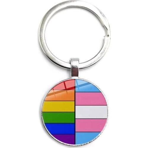2020 Gay Gay Pride Rainbow Glass Dome Pendant Keychain Car Keychain Keyring Keychain LGBT Jewelry Keychain Charms
