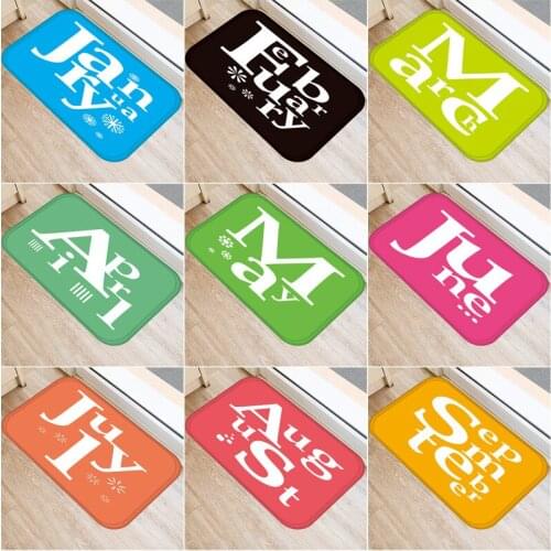 40x60cm Cute Diy Print Floor Mat Bathroom Ground Mat Slip Door Bath Pad Rug Living Room Carpet Letter Candy Color Month