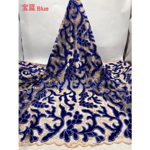 5yards/pc) Soft and smooth African velvet mesh lace newest French net lace with sequins embroidery for party dress FXZ116